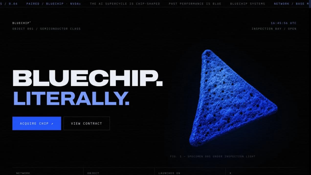 Bluechip reference website: technical visual theme and distinct acquisition and contract links